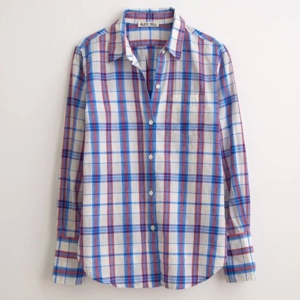 Alex Mill plaid cotton-linen top (size S)